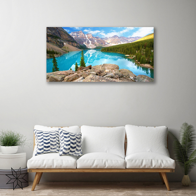 Canvas print Mountains seewald nature grey blue green