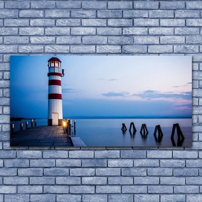 Canvas print Lighthouse sea architecture white red blue