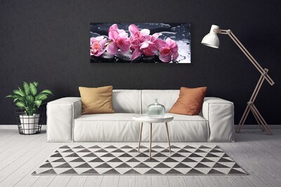 Canvas print Flower stones floral pink black