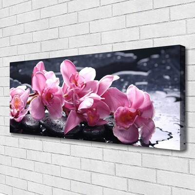 Canvas print Flower stones floral pink black