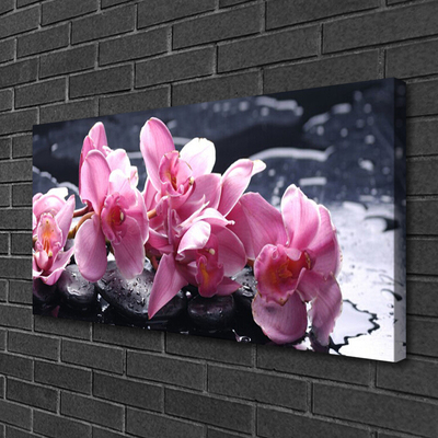 Canvas print Flower stones floral pink black