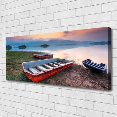 Canvas print Boat landscape brown white