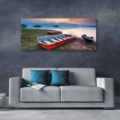 Canvas print Boat landscape brown white