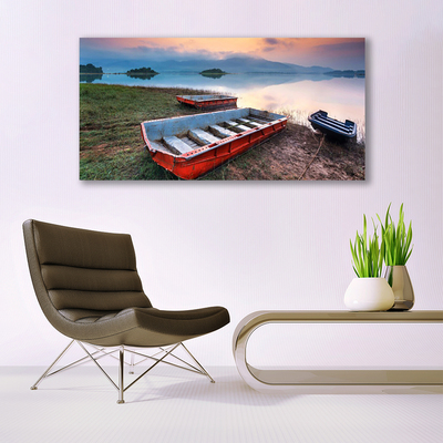 Canvas print Boat landscape brown white