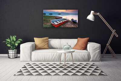 Canvas print Boat landscape brown white