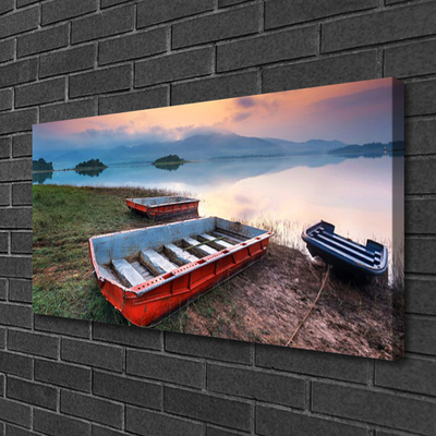 Canvas print Boat landscape brown white