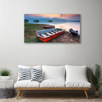 Canvas print Boat landscape brown white