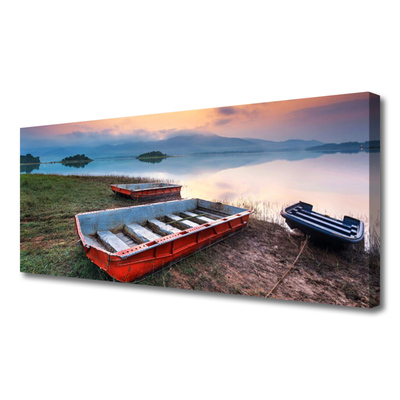 Canvas print Boat landscape brown white