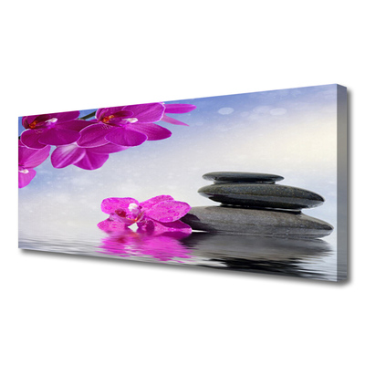 Canvas print Flower stones floral pink grey