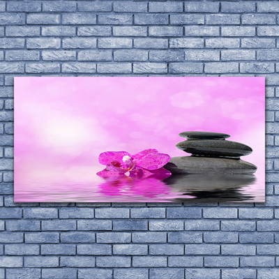 Canvas print Flower stones art pink grey