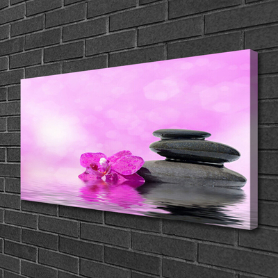 Canvas print Flower stones art pink grey