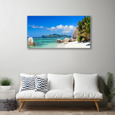 Canvas print Ocean beach landscape blue white green brown
