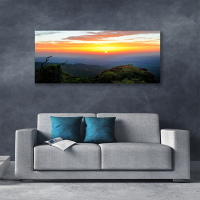 Canvas print Mountain forests landscape green yellow blue