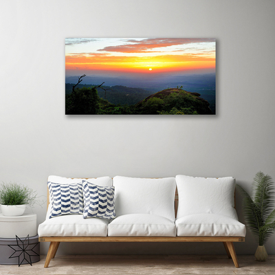 Canvas print Mountain forests landscape green yellow blue