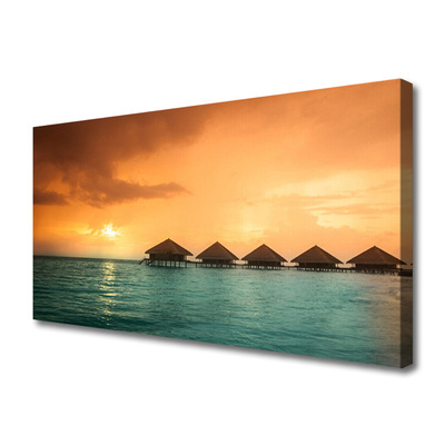 Canvas print Sea sun landscape blue yellow