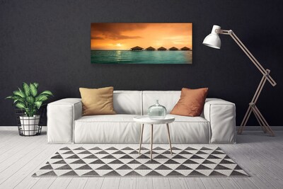 Canvas print Sea sun landscape blue yellow