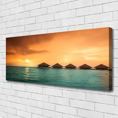 Canvas print Sea sun landscape blue yellow