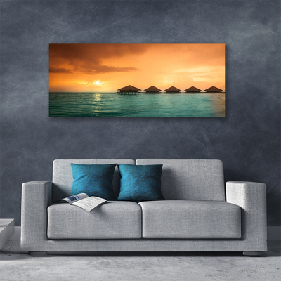 Canvas print Sea sun landscape blue yellow