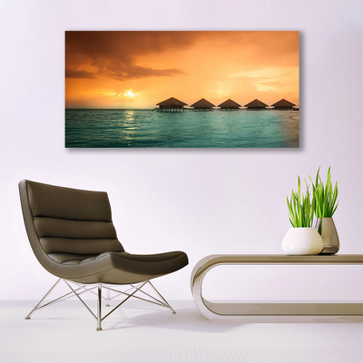 Canvas print Sea sun landscape blue yellow