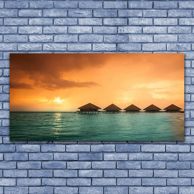 Canvas print Sea sun landscape blue yellow