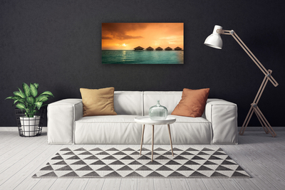 Canvas print Sea sun landscape blue yellow