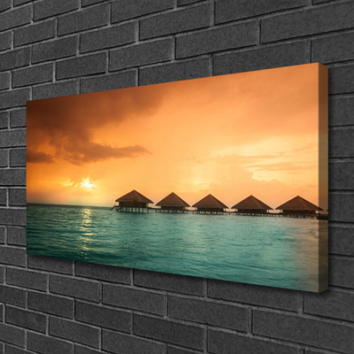 Canvas print Sea sun landscape blue yellow