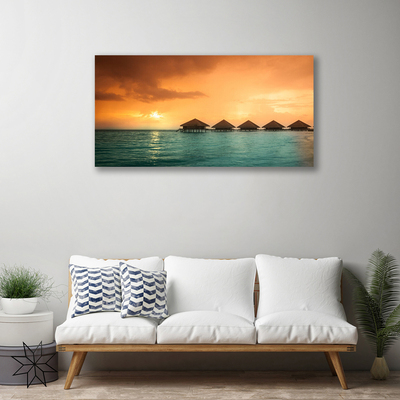 Canvas print Sea sun landscape blue yellow