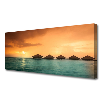 Canvas print Sea sun landscape blue yellow