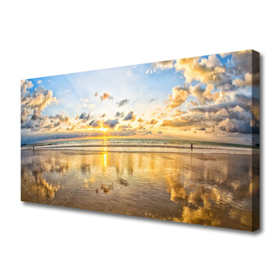 Canvas print Sea landscape grey blue white