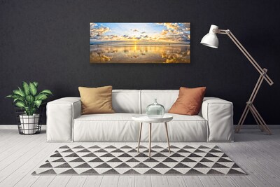 Canvas print Sea landscape grey blue white