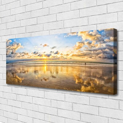 Canvas print Sea landscape grey blue white