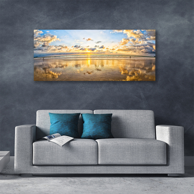 Canvas print Sea landscape grey blue white