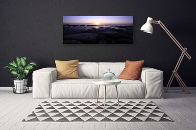 Canvas print Stones sea landscape grey purple white