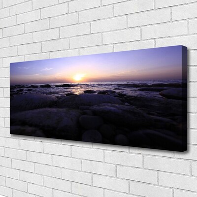 Canvas print Stones sea landscape grey purple white