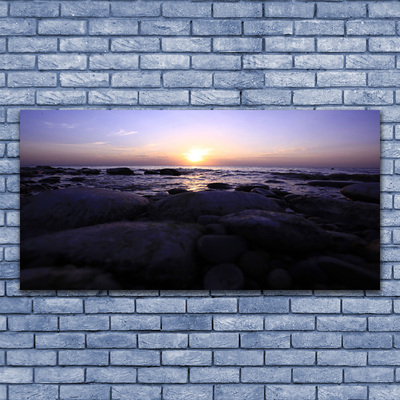 Canvas print Stones sea landscape grey purple white