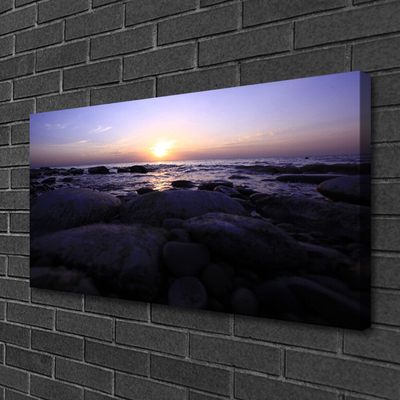 Canvas print Stones sea landscape grey purple white