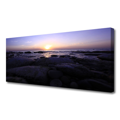 Canvas print Stones sea landscape grey purple white