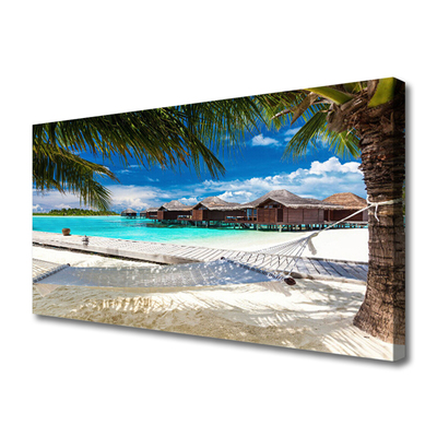 Canvas print Ocean beach landscape white blue brown green