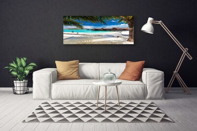 Canvas print Ocean beach landscape white blue brown green