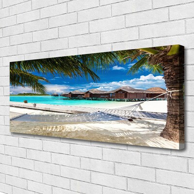 Canvas print Ocean beach landscape white blue brown green