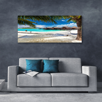 Canvas print Ocean beach landscape white blue brown green