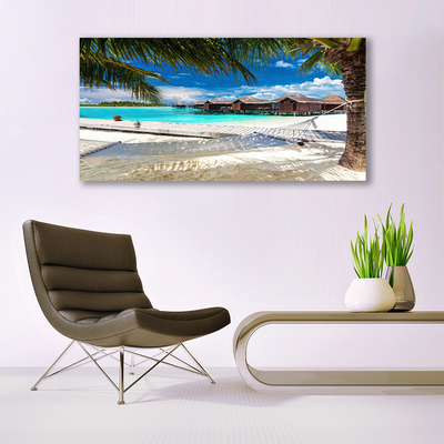 Canvas print Ocean beach landscape white blue brown green