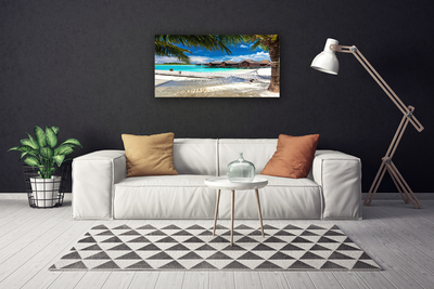 Canvas print Ocean beach landscape white blue brown green