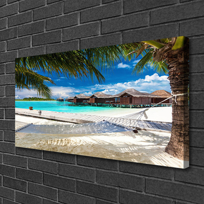 Canvas print Ocean beach landscape white blue brown green