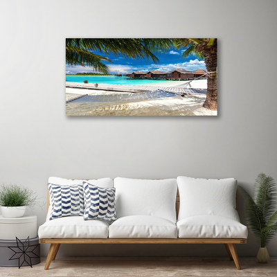 Canvas print Ocean beach landscape white blue brown green