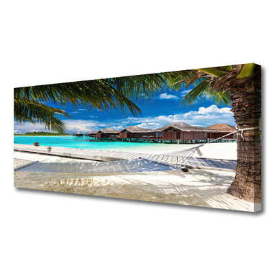 Canvas print Ocean beach landscape white blue brown green