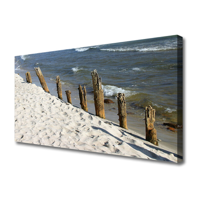 Canvas print Beach sea landscape brown blue