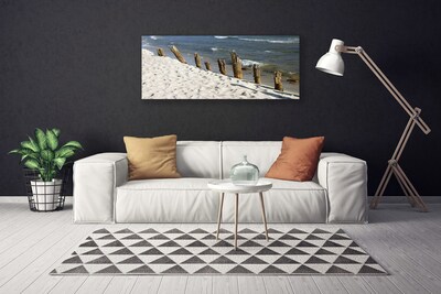 Canvas print Beach sea landscape brown blue