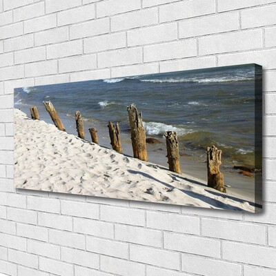 Canvas print Beach sea landscape brown blue