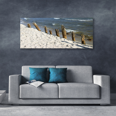 Canvas print Beach sea landscape brown blue